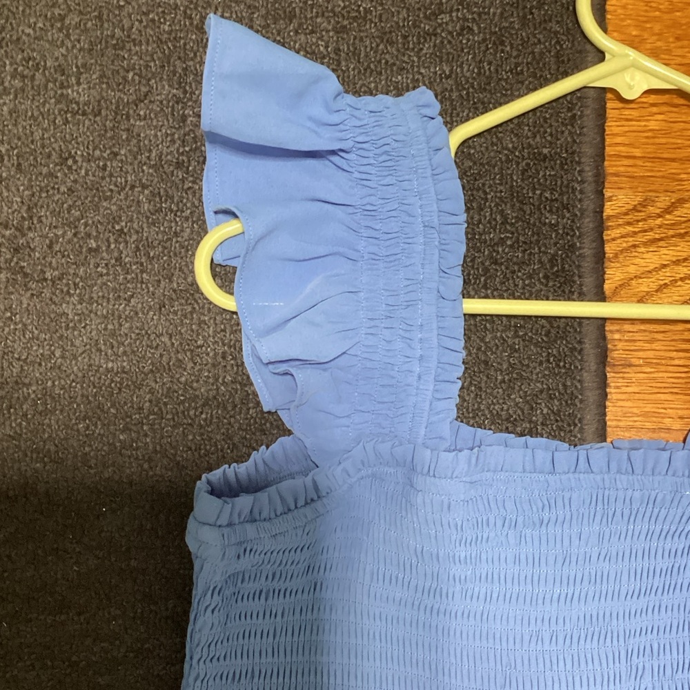 Chic Blue Dress with Ruffled Straps - Picture 5 of 7